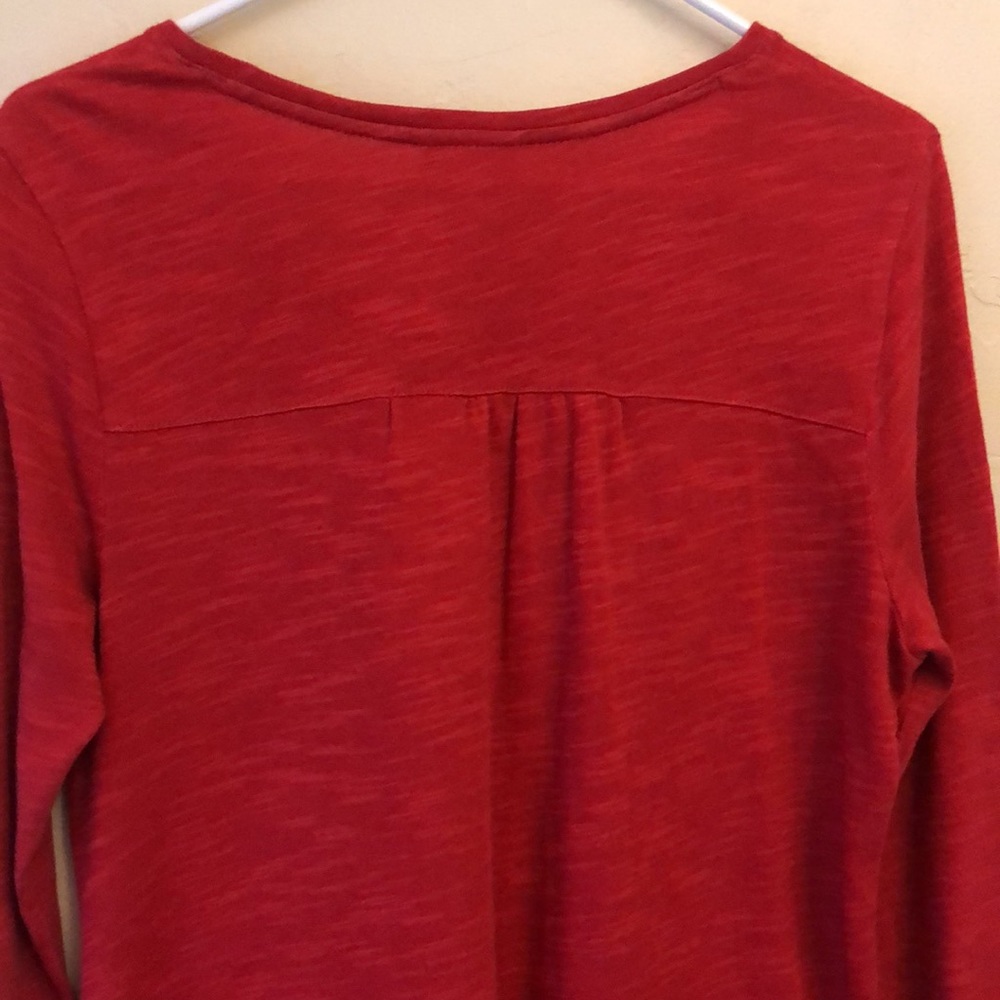 J. Jill Sweater Size Small Red V-Neck Pocketed Tunic Top 100% Cotton - Picture 6 of 12